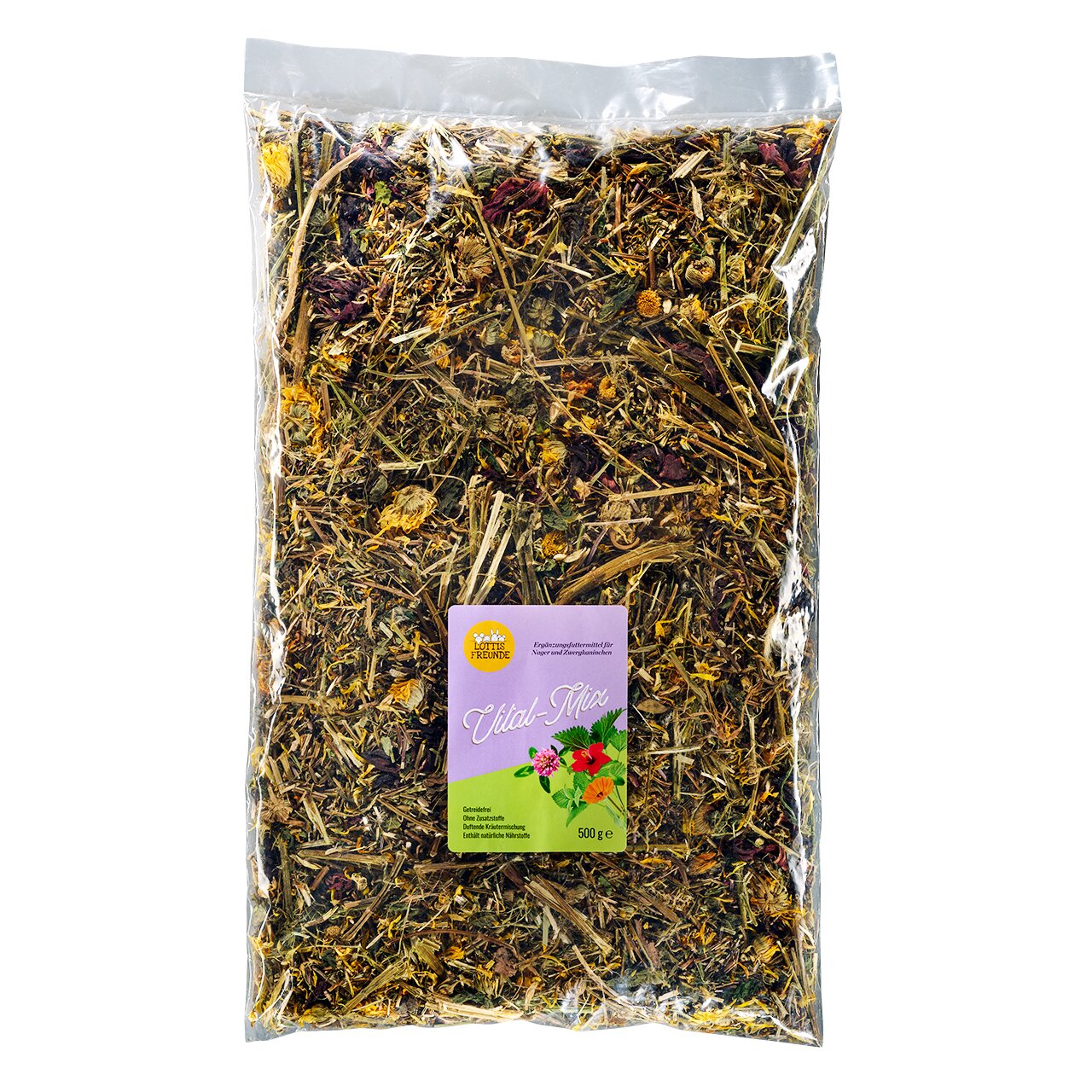 LOTTIS FREUNDE Vital-Mix, Kaninchen & Nager, Kräuter, 500 g, reich an natürlichen Vitaminen für optimale Gesundheit.