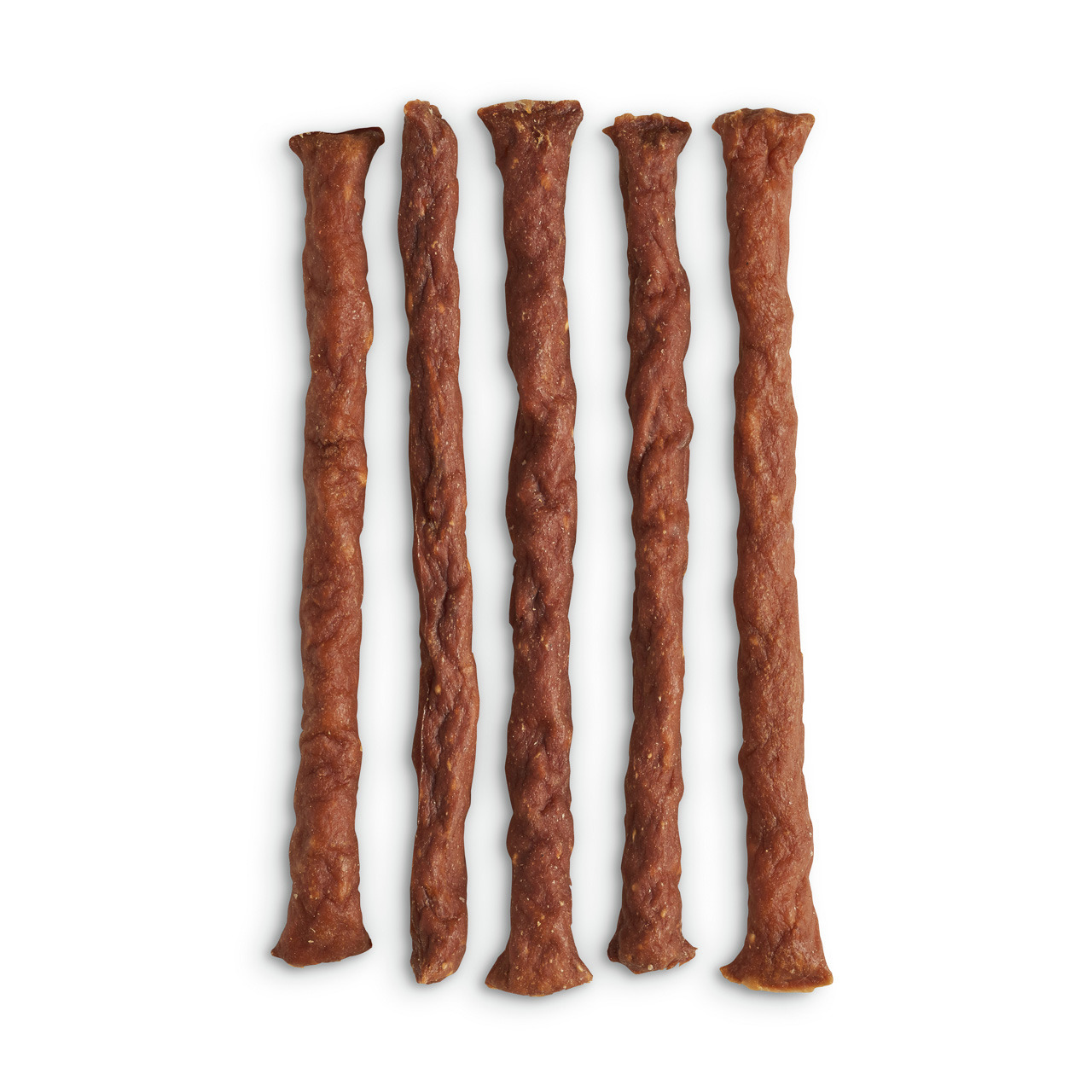Lottis Häppchen Kaustangen für Hunde, braun, länglich, aus getrocknetem Fleisch. Ideal als Snack-Belohnung. Menge unbekannt.