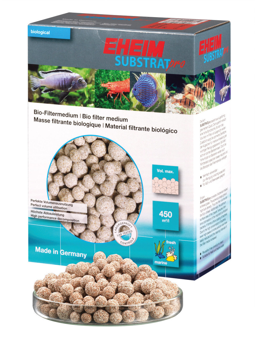 EHEIM SUBSTRATpro, bio. Filtermedium f. Süß--Meerwasseraquarien, hohe Abbauleistung, opt. Volumennutzung, 450 m²-l, Made in Germany.