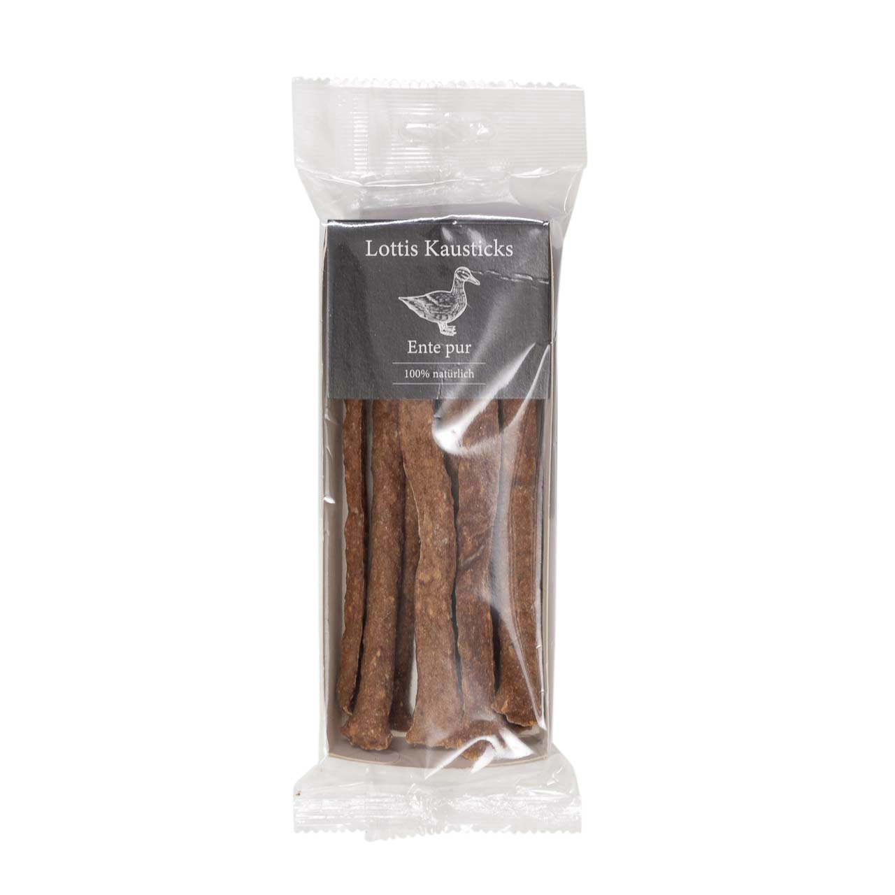 Lottis Häppchen Kausticks Ente pur, 100% natürlich, für Hunde, 100 g, ideal als natürlicher Snack.
