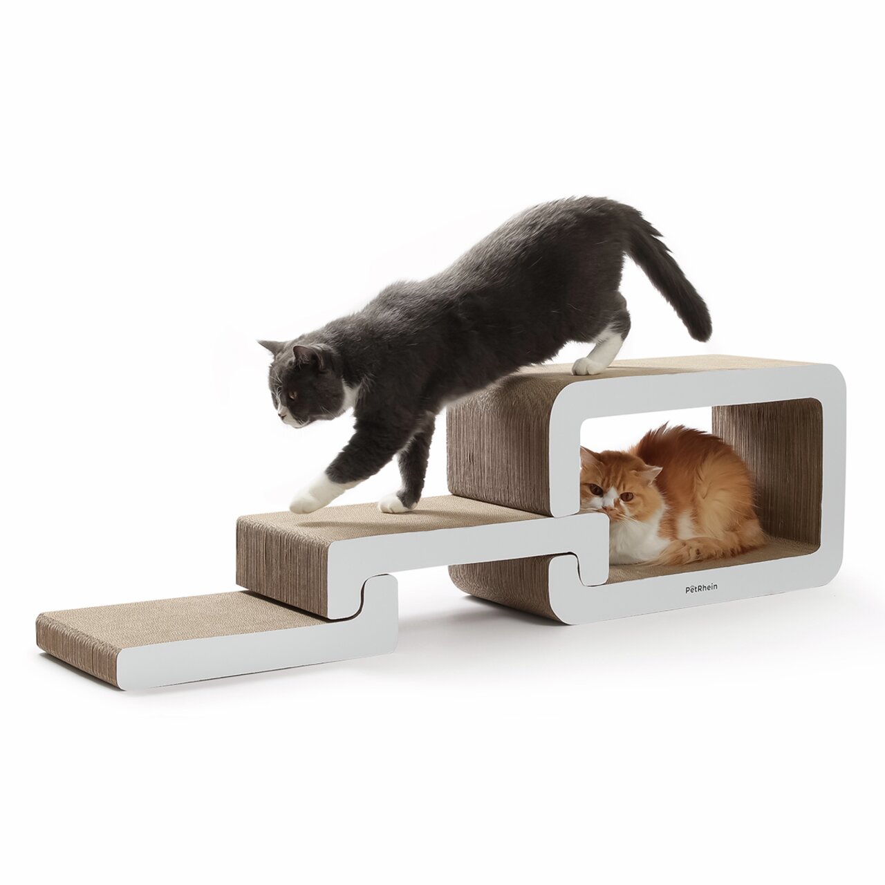 Kratzmöbel von petRehin aus Karton, für Katzen. Ideal zum Kratzen, Spielen und Ruhen. Enthält Höhle und Plattformen.