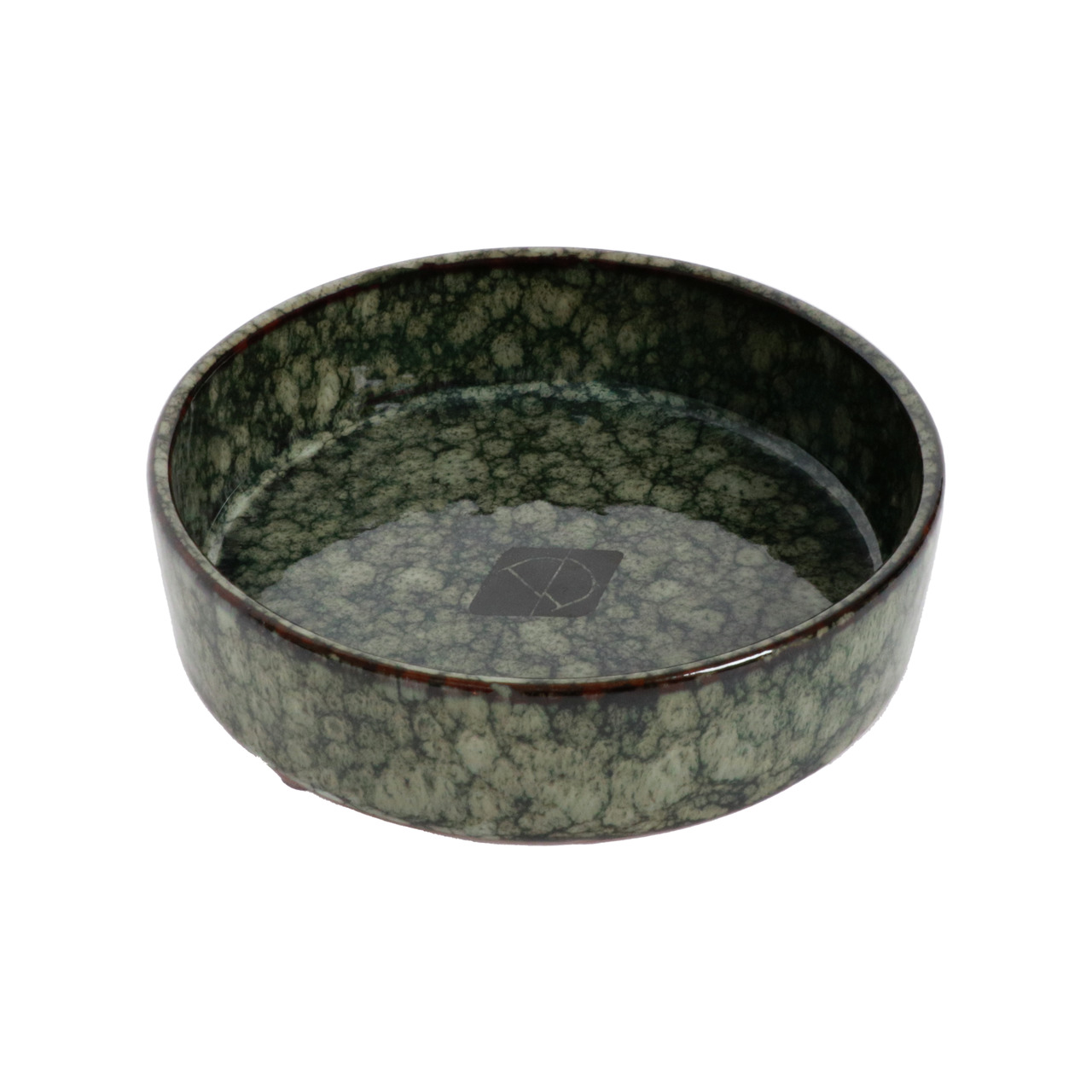 D&D Home Keramik-Hundenapf, grün-schwarze Marmoroptik, für Hunde, ideal für Futter/Wasser, stilvolles Design, rund, hochwertig.