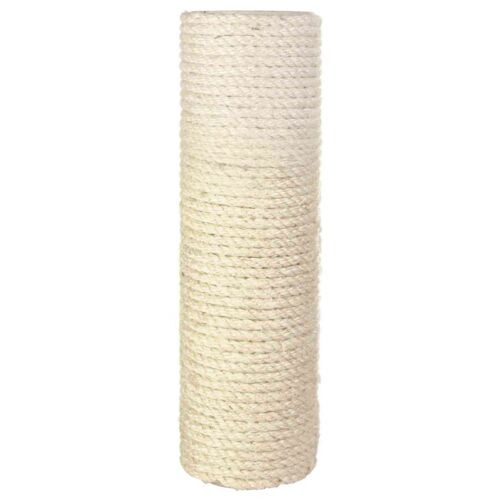 Das Bild zeigt einen Ersatzstamm für Kratzbäume der Marke TRIXIE, geeignet für Katzen. Der zylindrische Stamm ist mit robustem, naturfarbenem Sisal umwickelt und dient zum Kratzen und Klettern. Ideal für Katzen zur Krallenpflege und zum Spielen. Höhe und 