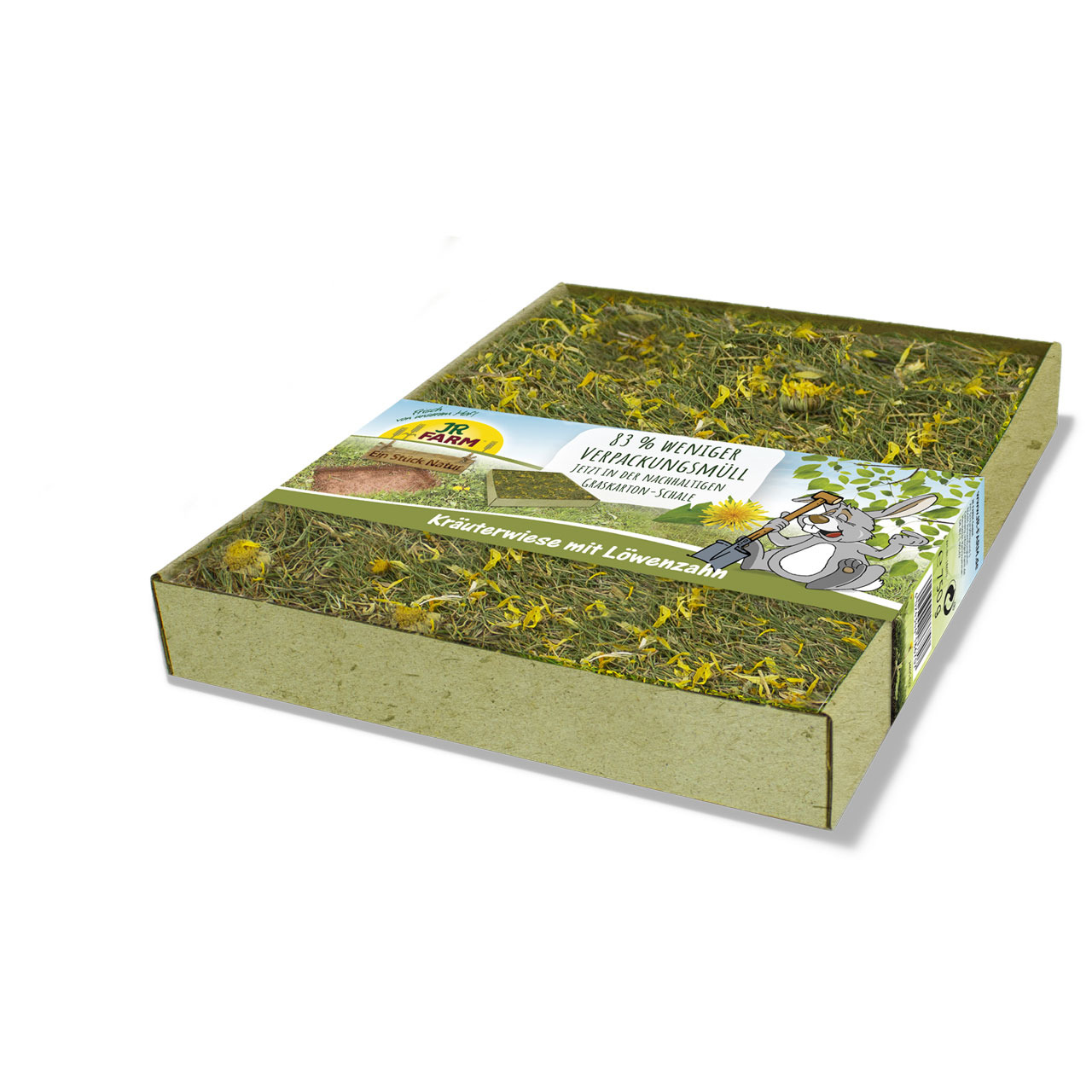 JR FARM Kräuterwiese m. Löwenzahn, Naturprodukt f. Kaninchen-Meerschweinchen, getr. Kräuter+Löwenzahn, umweltfr. Verpackung.