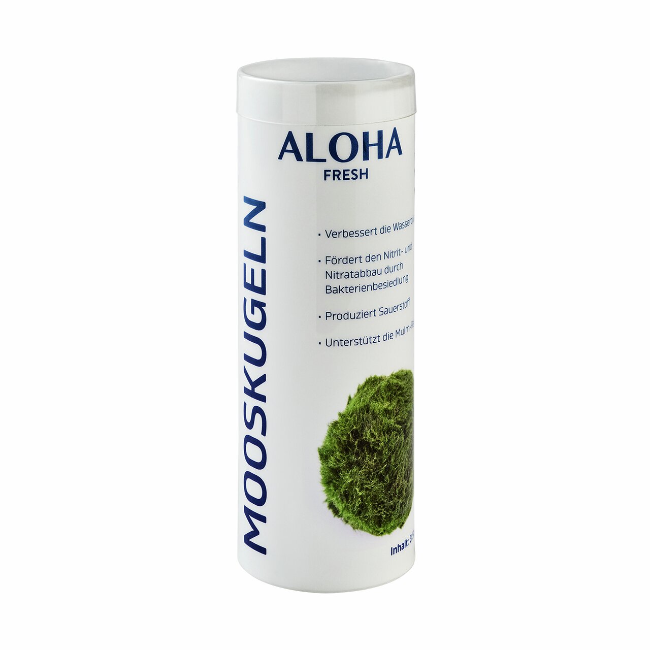 ALOHA Fresh Mooskugeln, für Aquarien, verbessert Wasserqualität, fördert Nitrit-/Nitratabbau, 3 Stk., mit grünem Moosball.