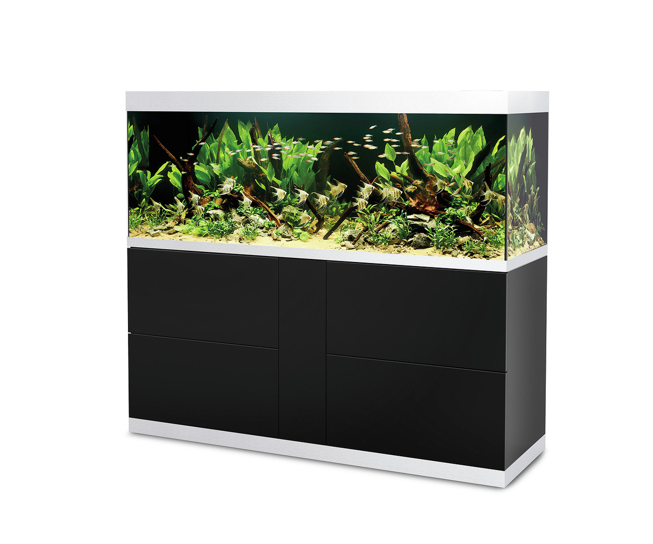 Oase HighLine optiwhite 600 schwarz Aquarium mit Unterschrank