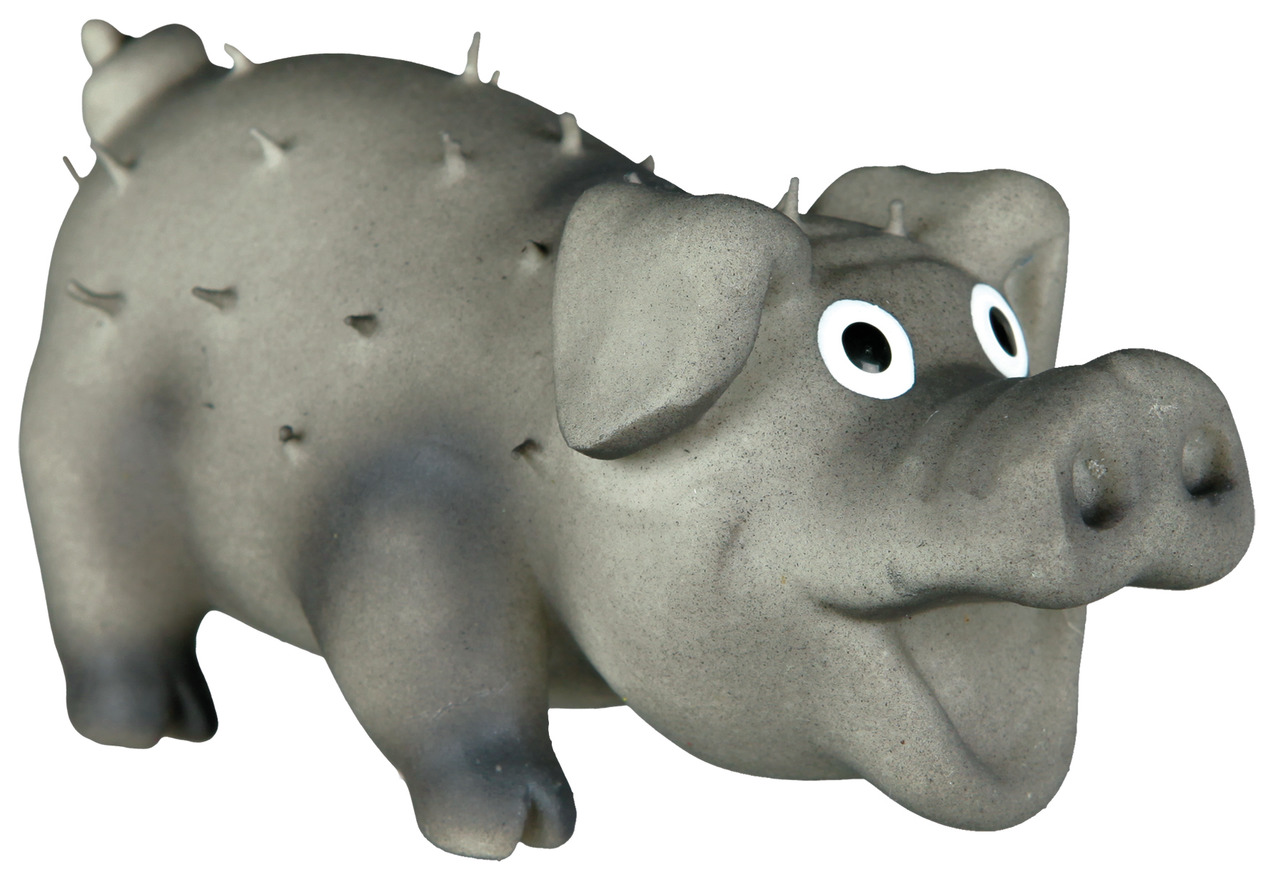 TRIXIE Latex-Schwein, Hundespielzeug, grau, robustes Latex, realistische Form, lustige Details (Augen, Stacheln).
