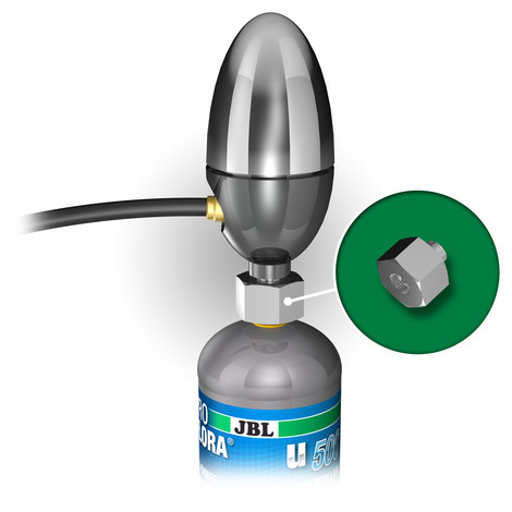 JBL Adapter, sechseckig, Metall, Innen--Außengewinde, für Aquarien-CO2-Systeme, robust & präzise, EAN 4014162646798.