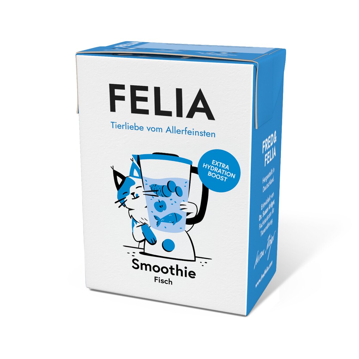 FELIA Smoothie Fisch für Katzen, Katzensnack mit Fischgeschmack, Extra Hydration Boost, 4 x 20 g Packung.