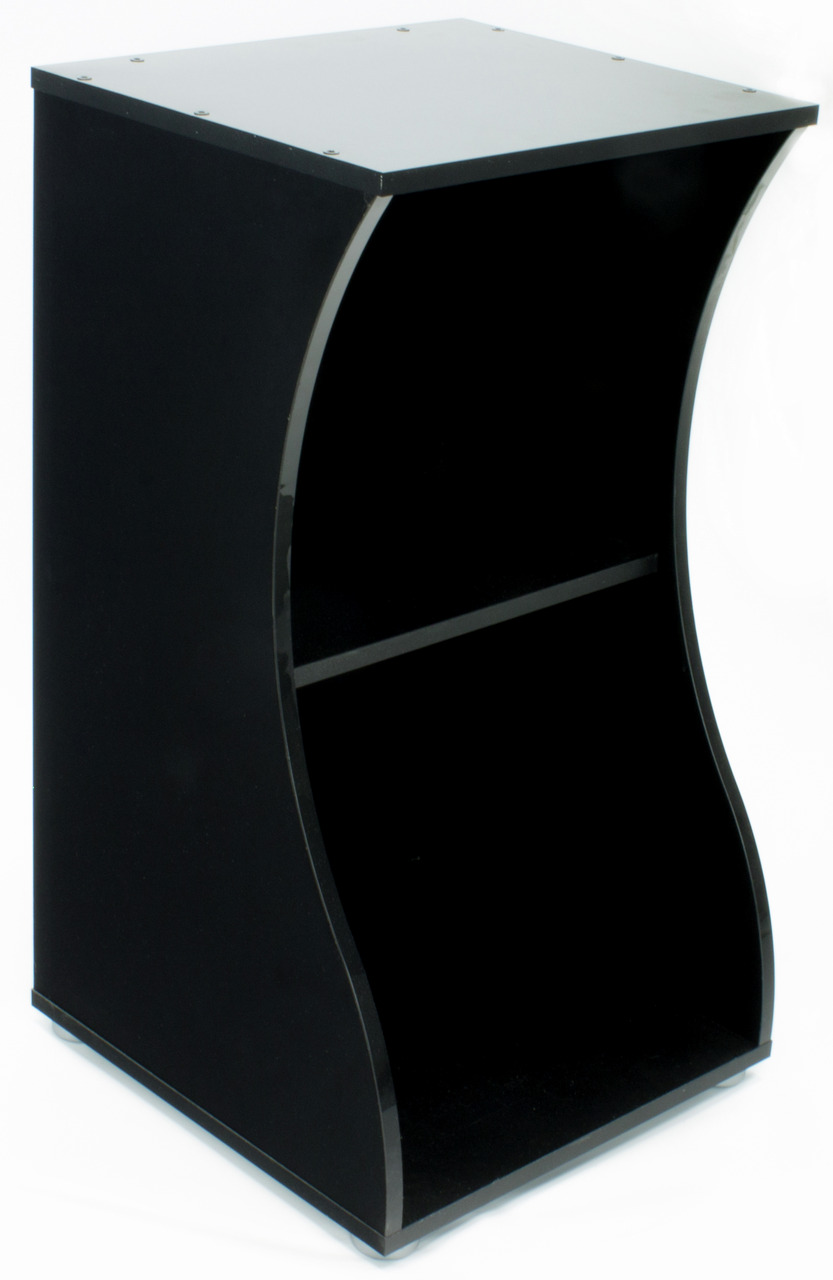 Fluval Aquariumschrank, schwarz, geschwungenes Design, glänzend, stabil, Stauraum, ideal für Aquaristik-Fans.