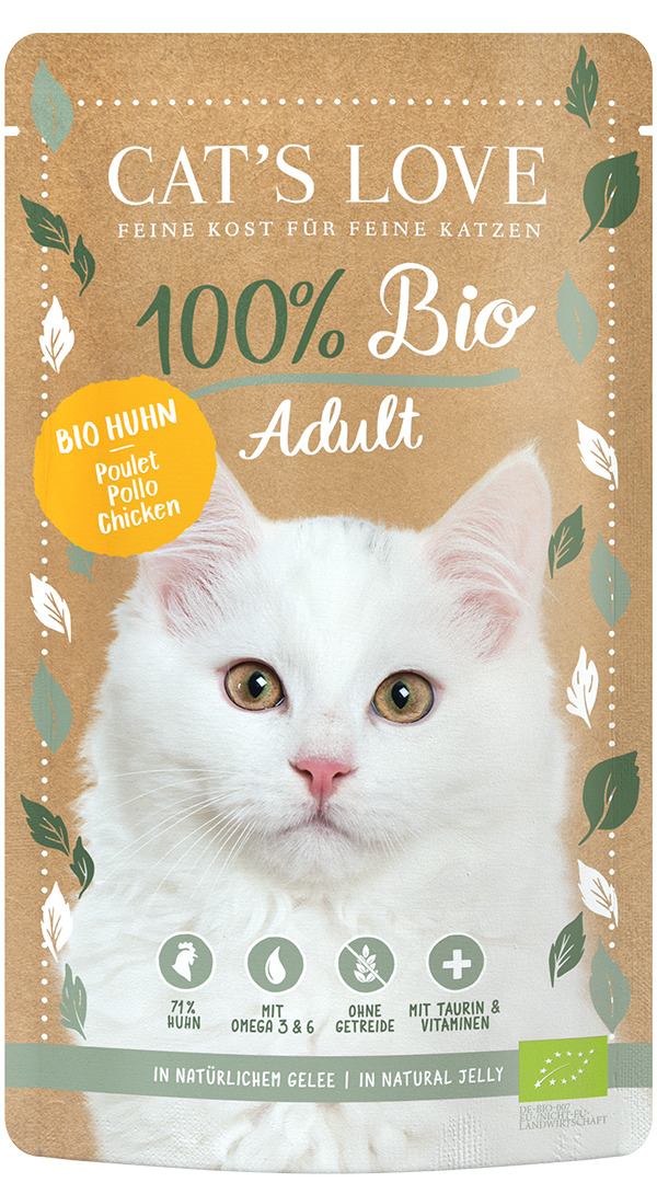 Cat's Love 100 % Bio Adult Huhn Katzen Nassfutter 100 g