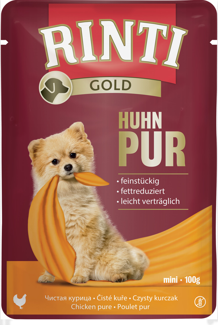 RINTI Gold Huhn Pur, Nassfutter für kleine Hunde (Mini), leicht verträglich, fettreduziert, 100 g.