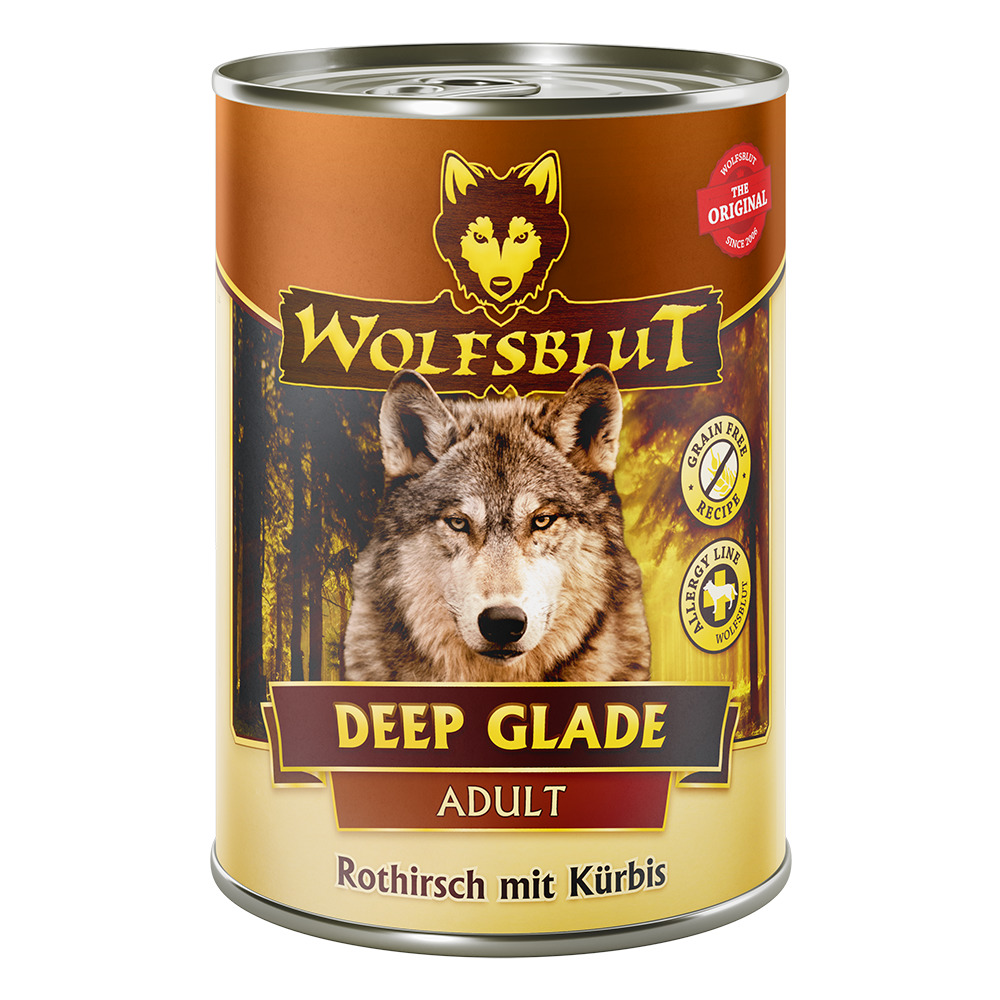 WOLFSBLUT Deep Glade Adult, für erwachsene Hunde, Rothirsch & Kürbis, getreidefrei, 395 g.