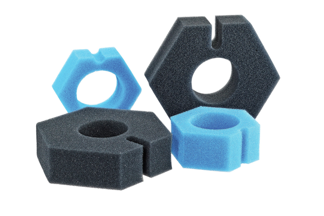 Oase Filtereinsätze, sechseckig-rund, blau-schwarz, für Teichbesitzer, mechanisch-biologisch, Reinigung-Pflege von Teichfiltern.