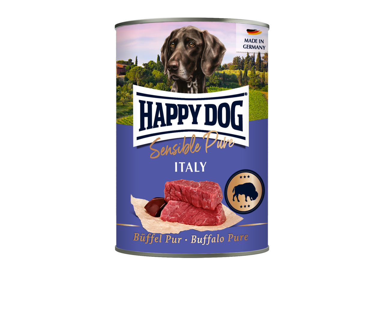 HAPPY DOG Sensible Pure Büffel Pur, Hundefutter, 400 g, für Hunde, 100 % Büffel, ohne Zusätze, ideal für sensible Hunde.