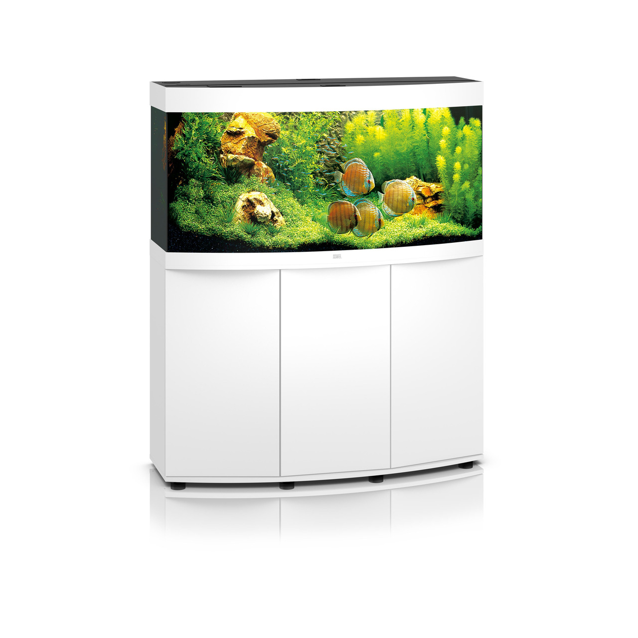 JUWEL Vision 260 LED Aquarium, Weiß, mit Unterschrank, für Aquaristik-Enthusiasten, LED-Beleuchtung, gebogene Frontscheibe, 260 l.