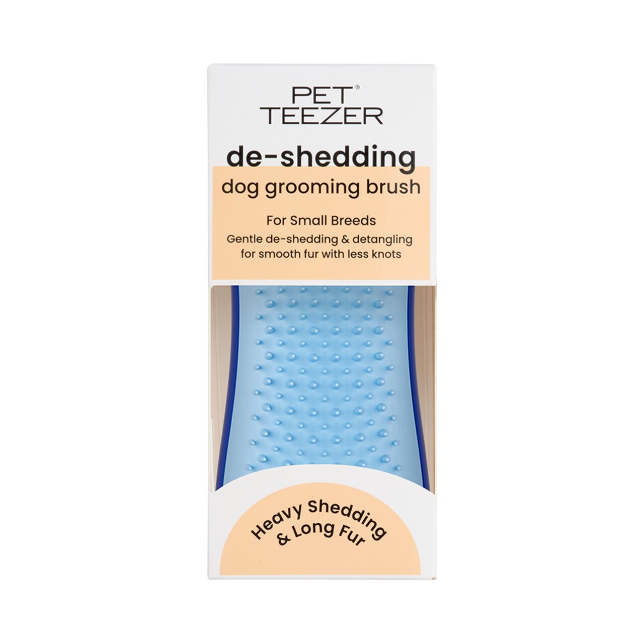 Pet Teezer Entfilzungsbürste, Hunde kleiner Rassen, Blau, langes Fell/starker Fellverlust, sanftes Entfilzen, "Heavy Shedding & Long Fur".