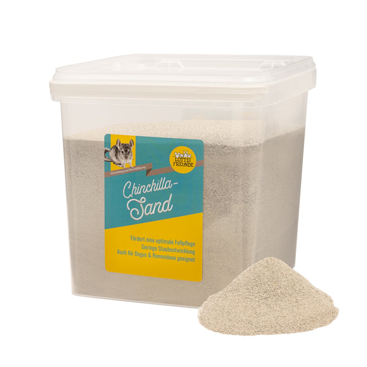 Lottis Freunde Chinchilla-Sand, 5L: Fördert Fellpflege, geringe Staubentwicklung, für Chinchillas, Degus & Rennmäuse.