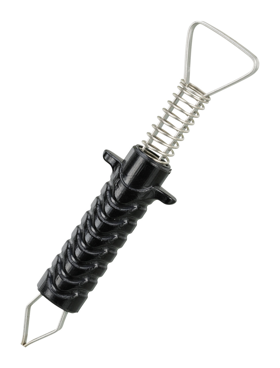 Das Bild zeigt den TRIXIE Zeckenentferner für Haustiere, ein handliches Werkzeug zur sicheren Entfernung von Zecken bei Hunden und Katzen. Der schwarze Kunststoffgriff ist ergonomisch geformt und mit einer Metallfeder sowie einer präzisen Greifspitze ausg