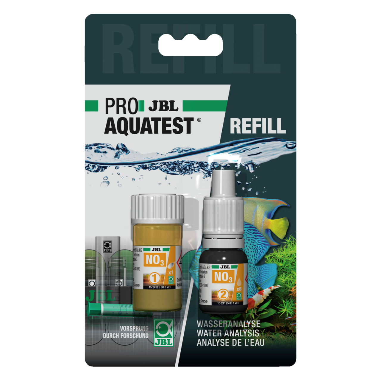 JBL ProAquaTest NO3 Refill, Nachfüllset f. Nitrat-Test, Aquarien/Teiche, "Vorsprung durch Forschung", inkl. Reagenzflasche & Zubehör.