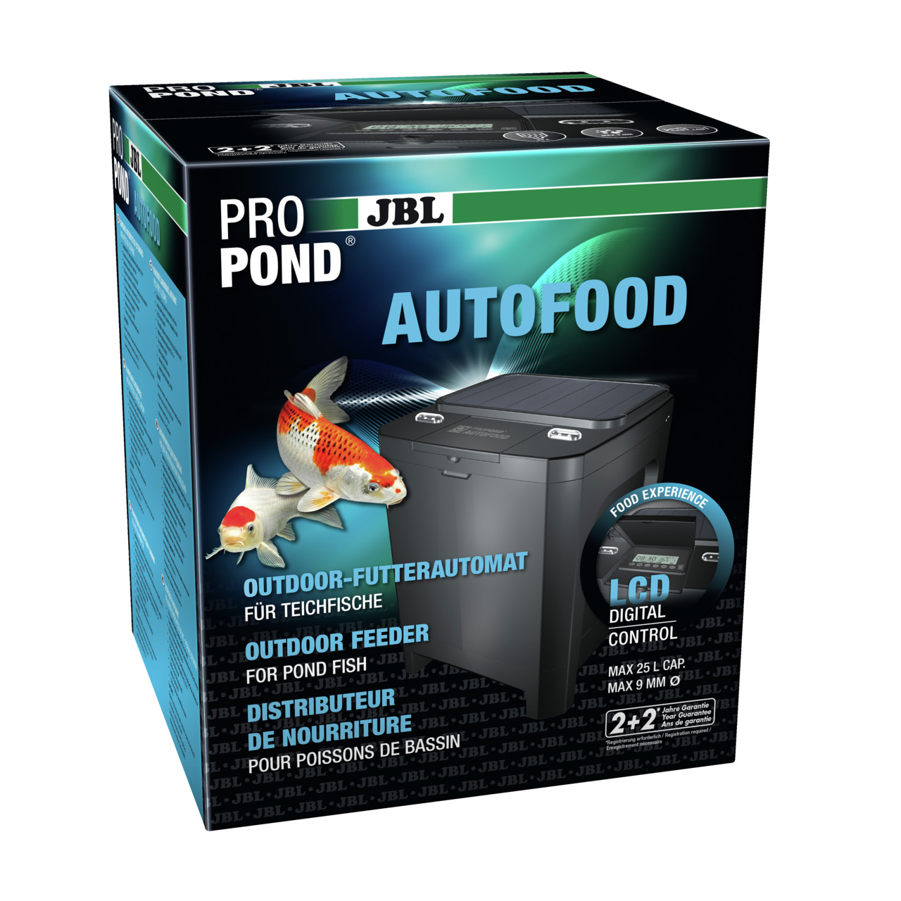 JBL ProPond AutoFood Futterautomat, Teichfische, LCD-Steuerung, 25L, Futter bis 9mm, automatische Fütterung, Outdoor.