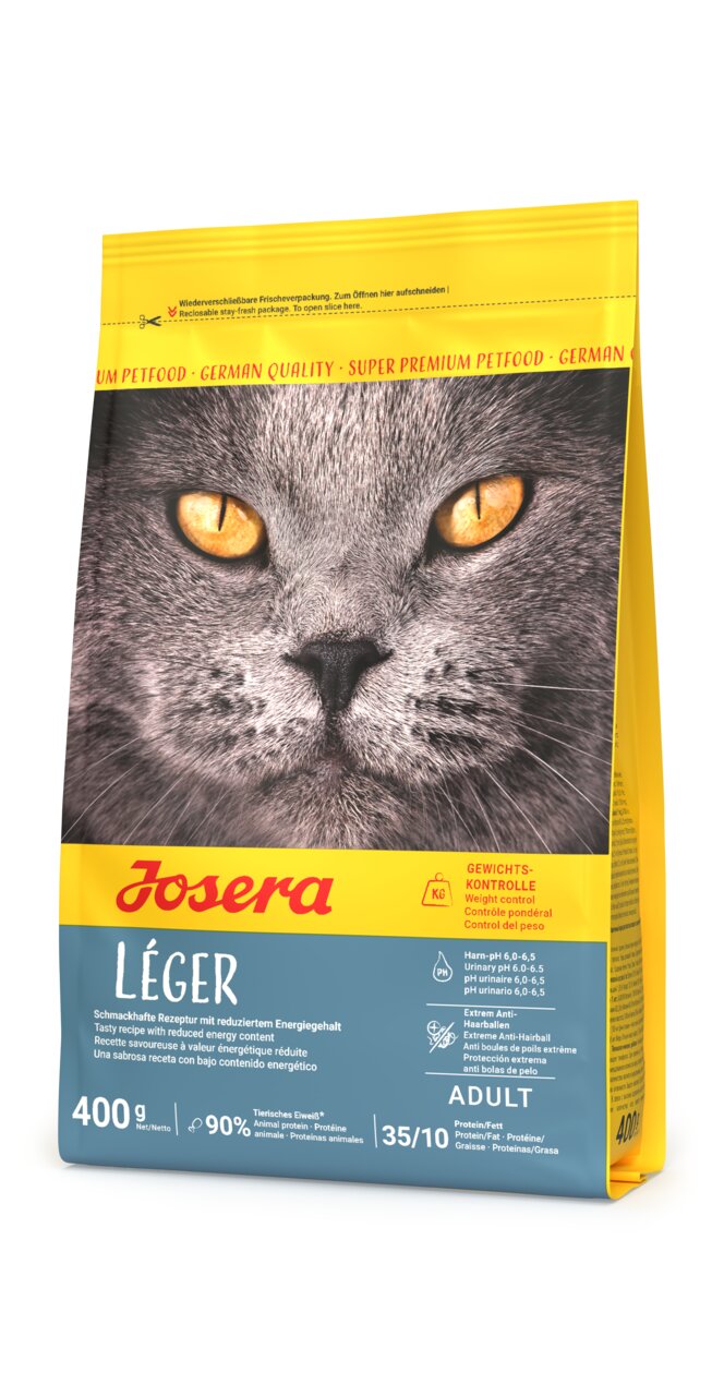 Josera Léger Katzentrockenfutter für adulte Katzen, Gewichts-Kontrolle, mit reduziertem Energiegehalt, 400 g.