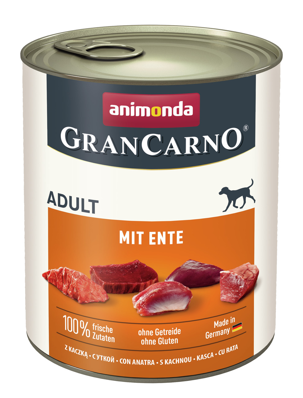 Animonda GranCarno Adult Ente, für ausgewachsene Hunde, 100 % frische Zutaten, getreide- & glutenfrei, 400 g, hergestellt in Deutschland.