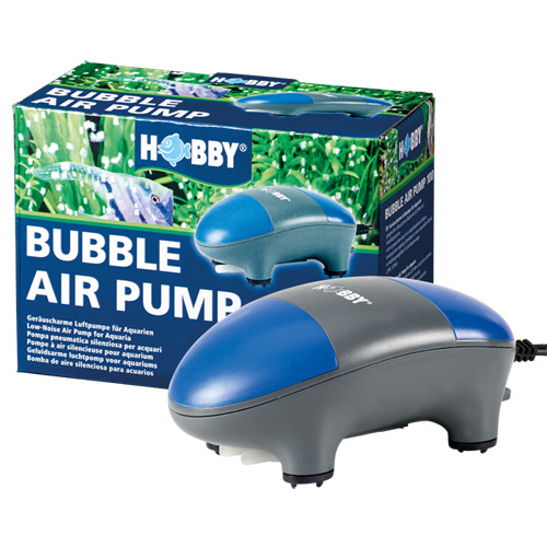 HOBBY Bubble Air Pump, geräuscharme Luftpumpe für Aquarienbesitzer, optimale Sauerstoffversorgung, Blau/Grau, inkl. Verpackung.