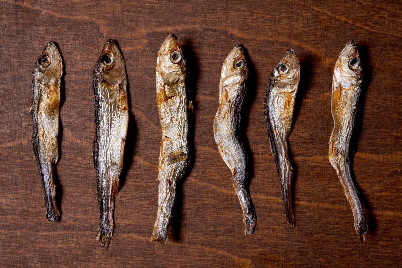 LOTTIS HÄPPCHEN: 6 getr. Fische, Snack f. Hunde-Katzen, goldbraun, knusprig, proteinreich, ideal zwischendurch. EAN: 4251127222479.