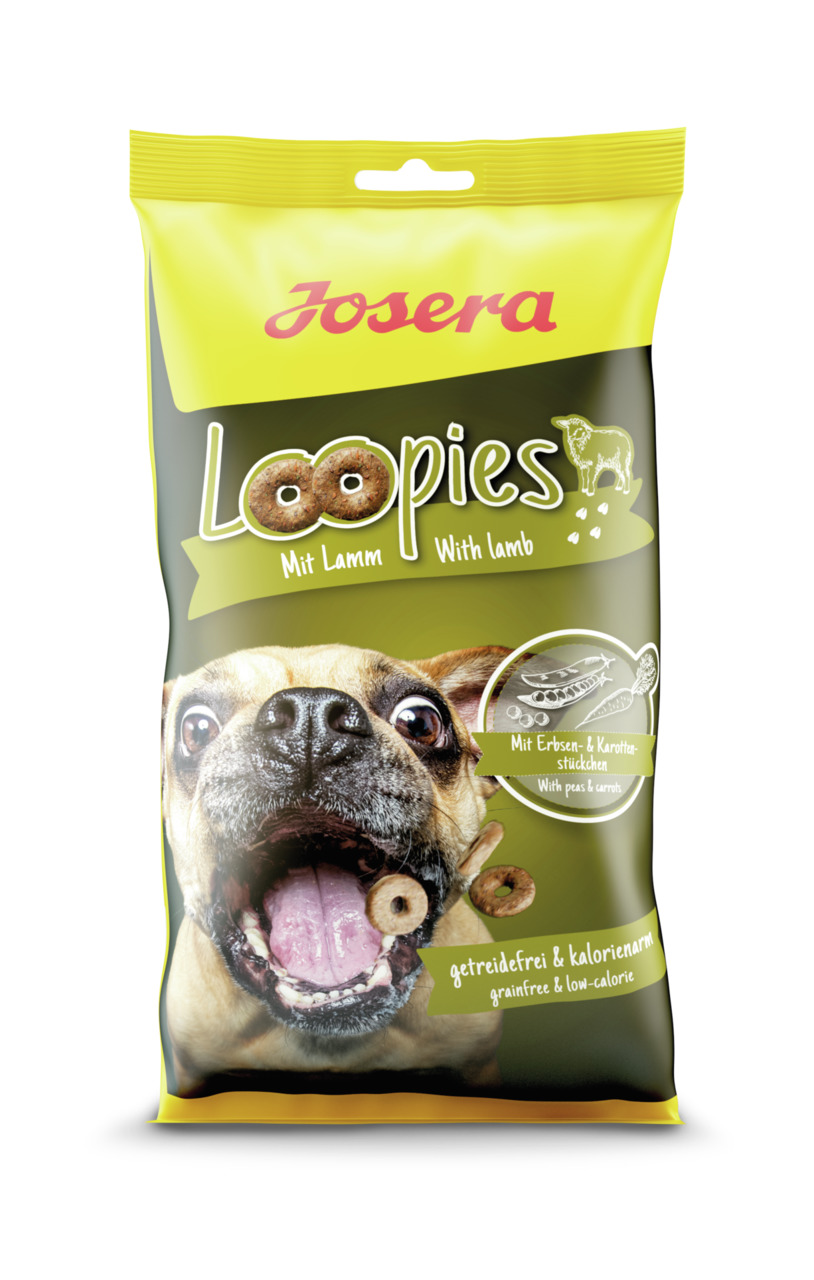 Josera Loopies Hundefutter, Lamm, getreidefrei, kalorienarm, mit Erbsen & Karotten, 125g, für Hunde.