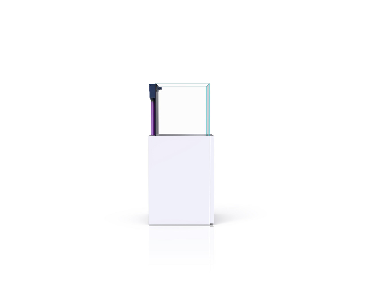 Nyos Opus 300 Aquarium: Meerwasseraquarium für Aquaristik-Enthusiasten, klares Glas, weißer Unterschrank, 300L, minimalistisch, funktional.