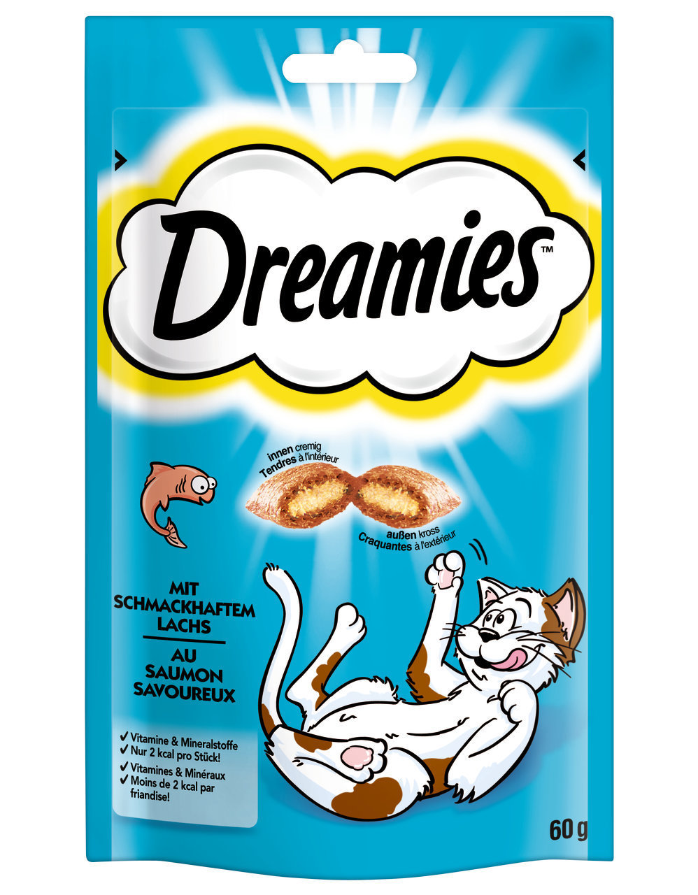 Dreamies mit schmackhaftem Lachs Katzen Snack 60 g