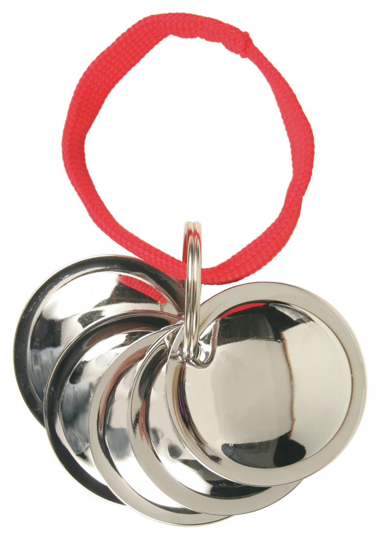 TRIXIE Hundetrainingsscheiben, für Hunde aller Rassen/Größen, 5 silb. Metallscheiben am roten Nylonband, Trainingshilfe.