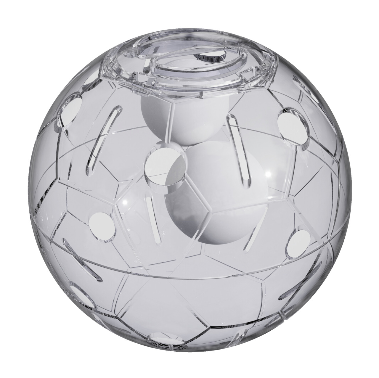 Klares, kugelförmiges Aquarium der Marke Superfish, Modell Deco LED Bowl, geeignet für Aquaristik-Enthusiasten. Das transparente Design mit geometrischen Mustern bietet eine moderne Optik. Perfekt für kleine Fische oder Garnelen. EAN: 8715897338694.