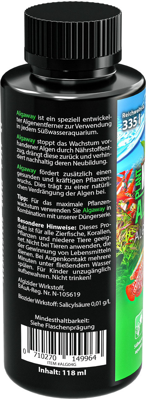 MICROBE-LIFT Algaway, für Süßwasseraquarien mit Zierfischen, Korallen & Pflanzen, 118 ml, entfernt Algen effektiv durch Nährstoffentzug.