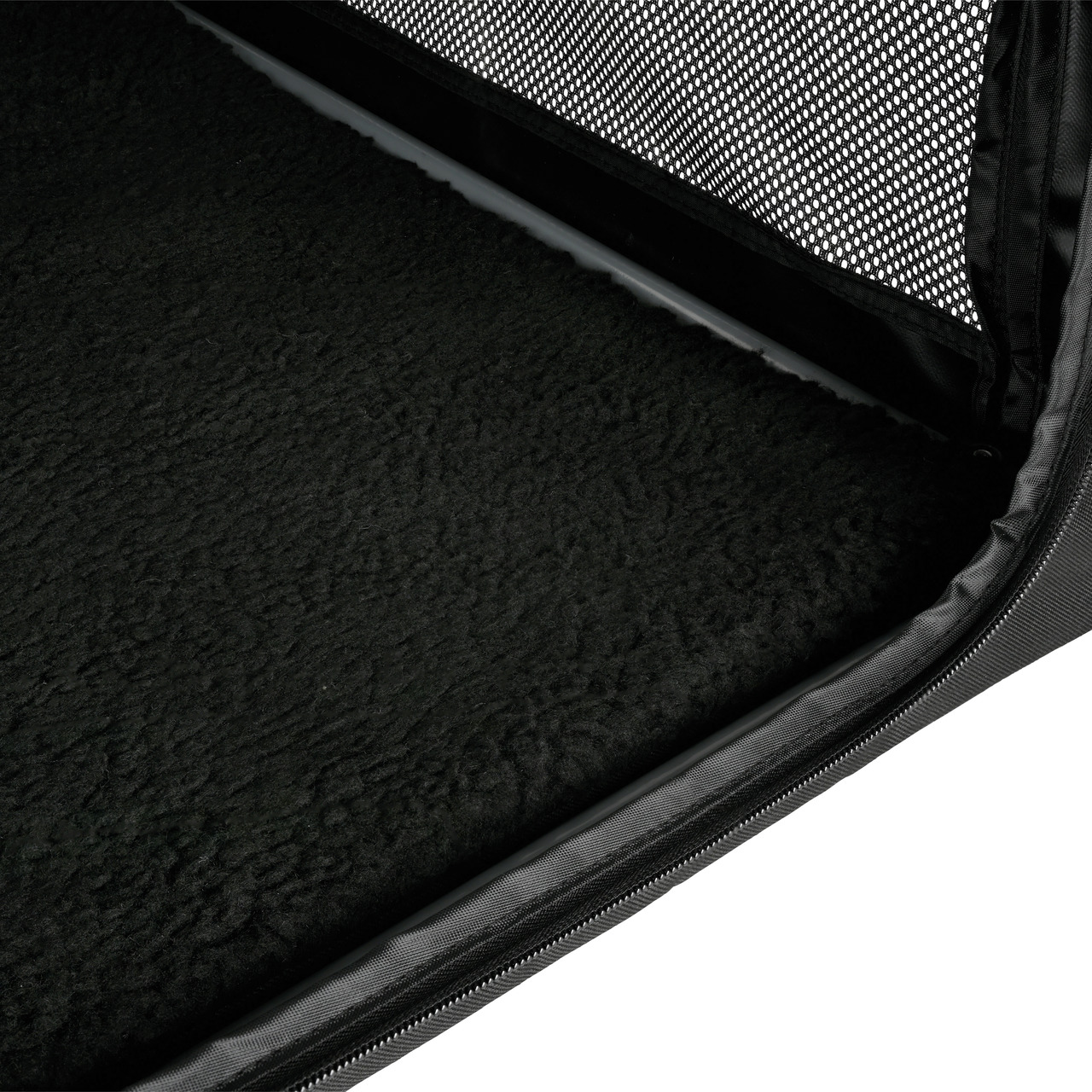 AniOne Transporttasche f. Haustiere, schwarz, weicher Fleece-Boden, Komfort u. Sicherheit, ideal f. Haustierbesitzer.