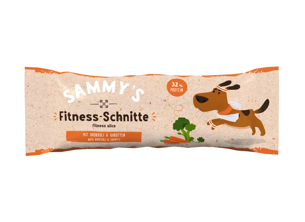 Sparpaket 2 x 25 g Sammy's Fitness-Schnitte mit Brokkoli & Karotten Hunde Snack