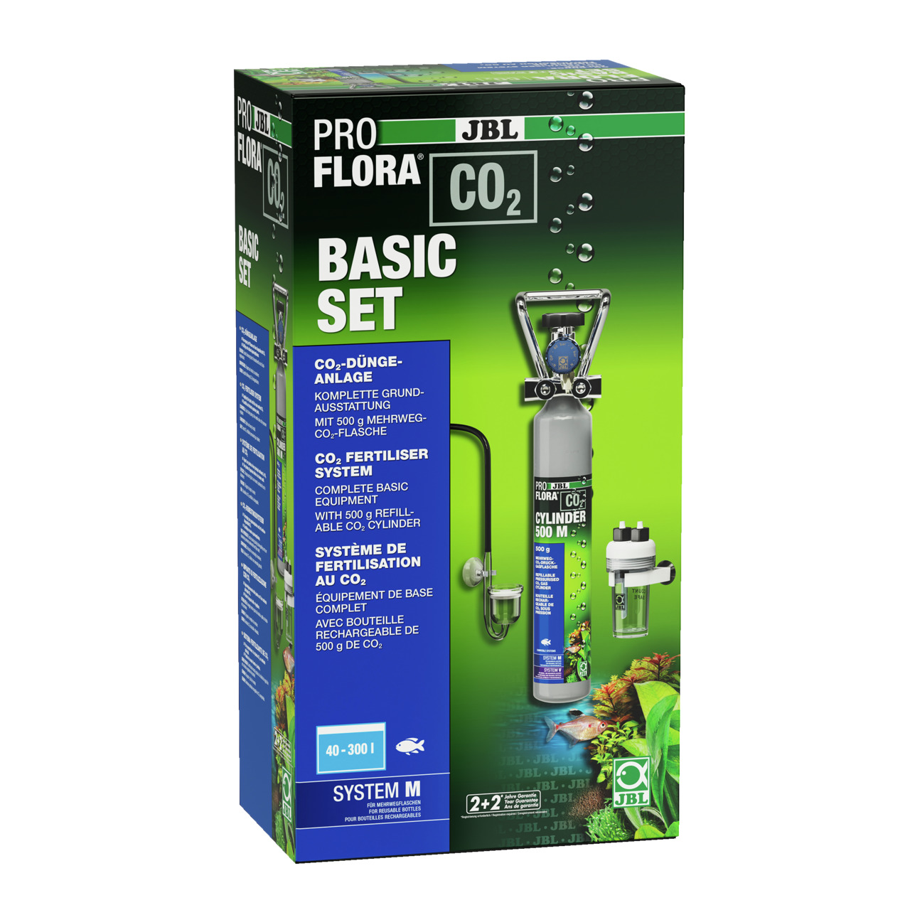 JBL ProFlora CO2 Basic Set: CO2-Düngesystem für Aquarienpflanzen, 500 g Flasche, für 40-300 l, fördert Pflanzenwachstum, leicht zu nutzen.