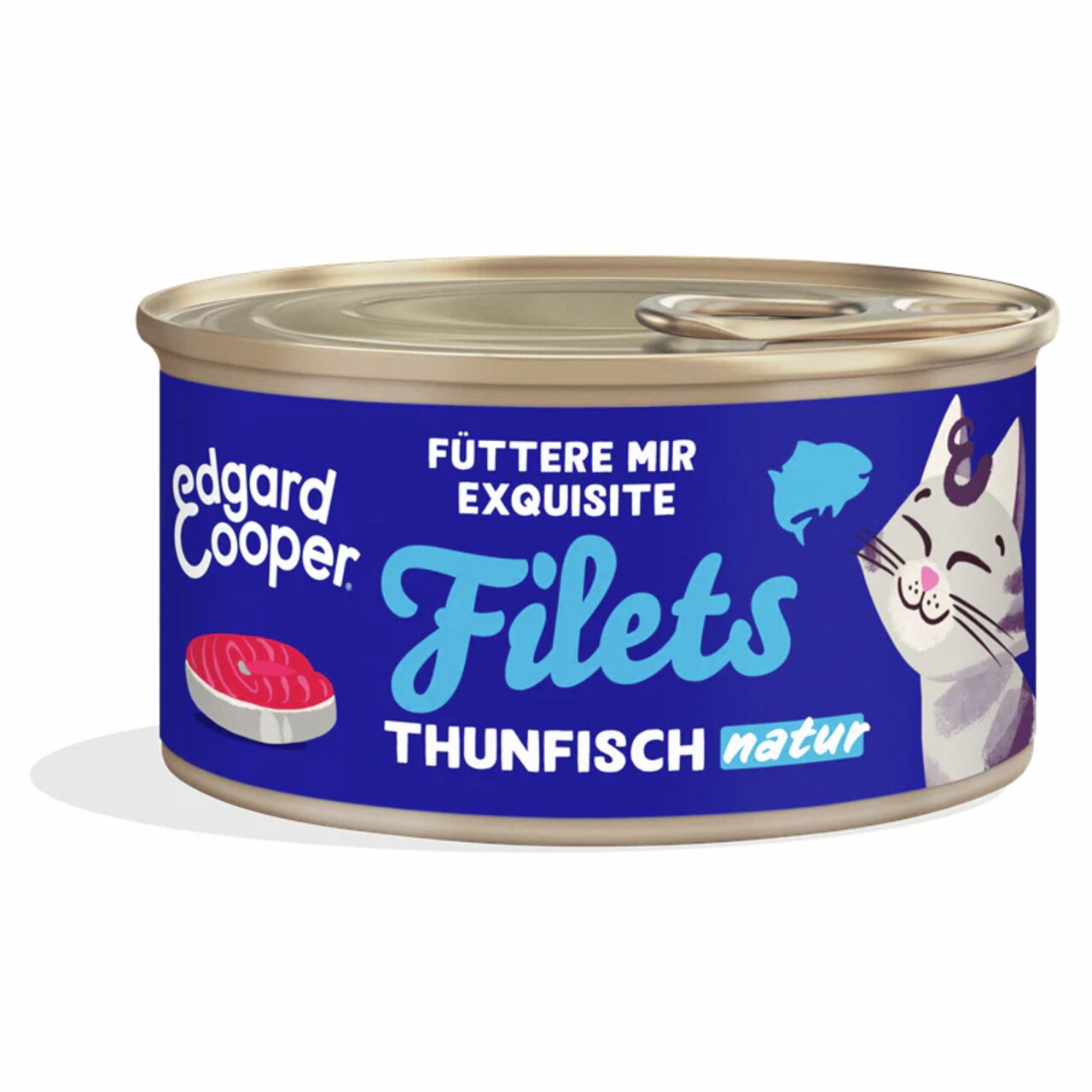 Edgard & Cooper Filets Thunfisch, Katzenfutter für ausgewachsene Katzen, natürliche Rezeptur, 85 g Dose, mit Thunfisch.