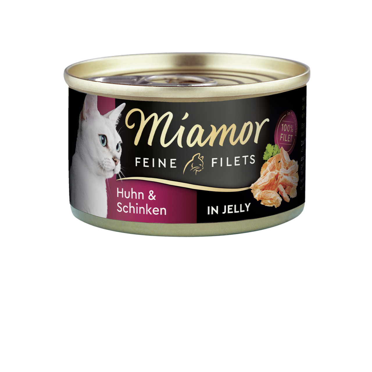 Miamor Feine Filets Katzenfutter, Huhn & Schinken in Jelly, 100 % Filet, für Katzen.