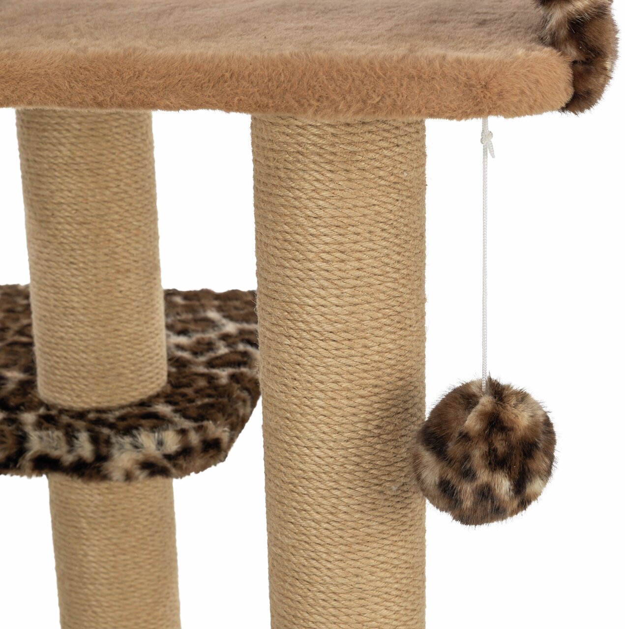Kratzbaum von TRIXIE für Katzen, mit Sisalstämmen, Plüschbezug in Beige und braunem Muster, inkl. Spielball, robust und stabil.