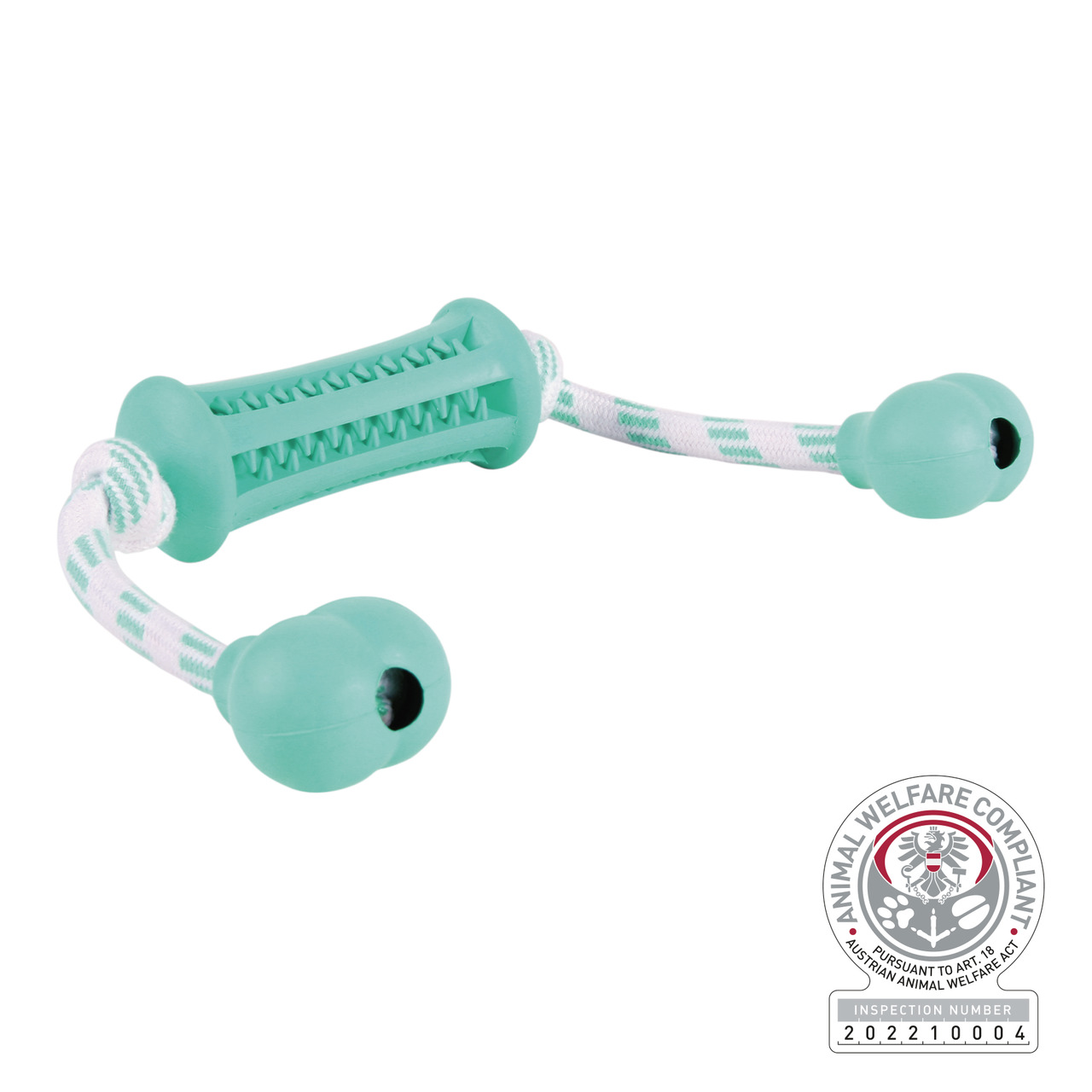 TRIXIE Hundespielzeug "Denta Fun", mintgrünes Kauspielzeug aus Gummi, mit Seilenden, Zahnpflege, für Hunde aller Größen.