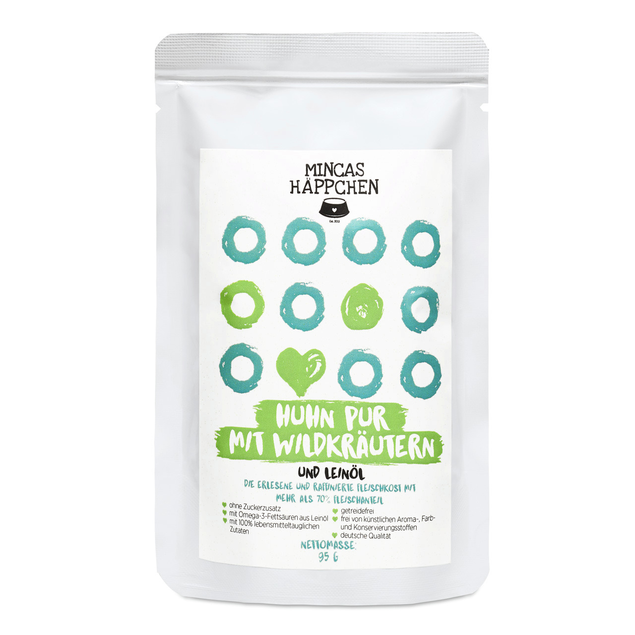 MINCAS HÄPPCHEN Huhn pur mit Wildkräuter  95 g
