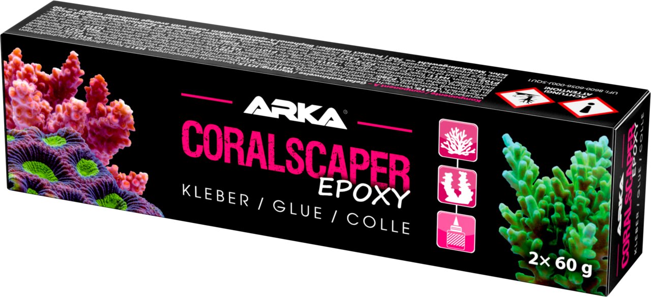 ARKA Coralscaper Epoxy Korallenkleber für Meerwasseraquarien, 2 x 60 g, starker Kleber zum Fixieren von Korallen.