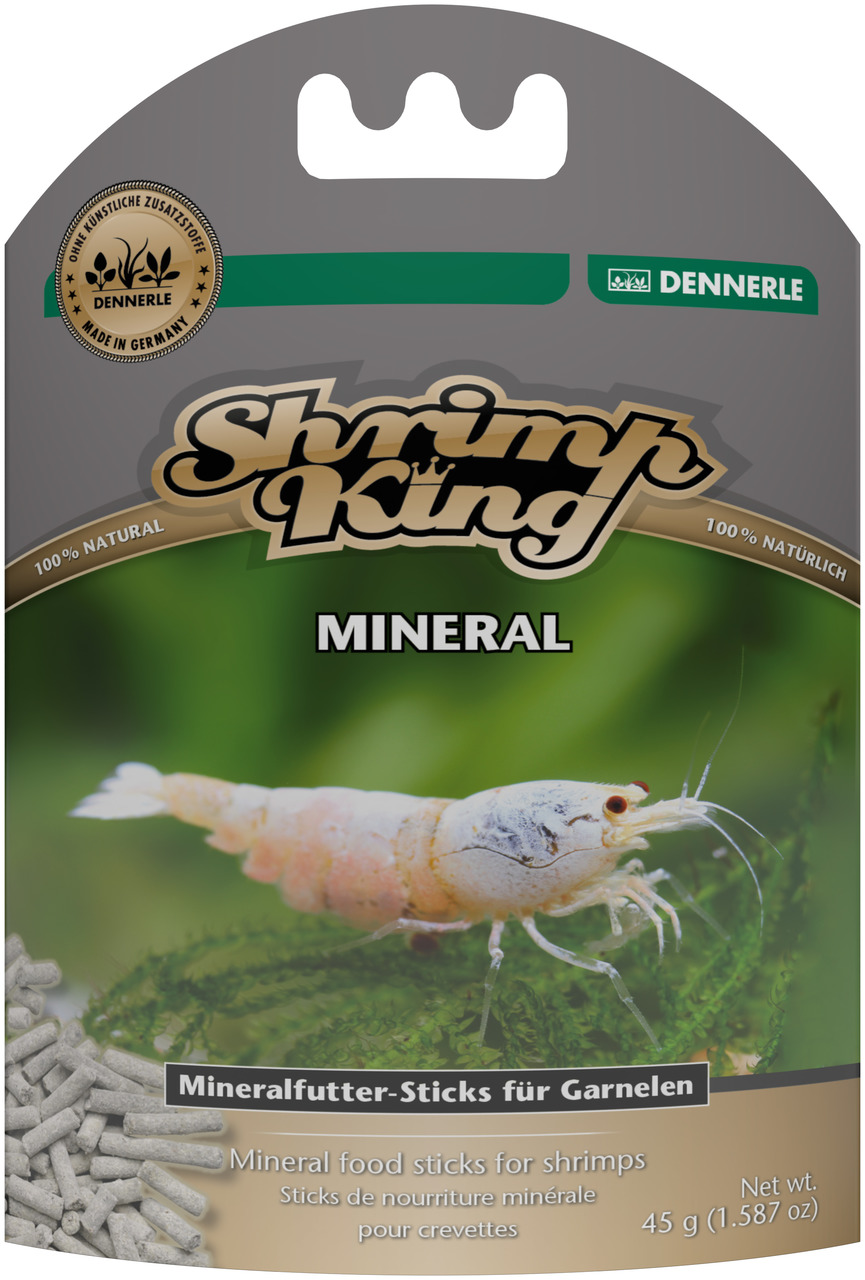 Dennerle Shrimp King Mineral, Mineralfutter-Sticks für Garnelen, 100 % natürlich, ohne künstl. Zusatzstoffe, 45 g.