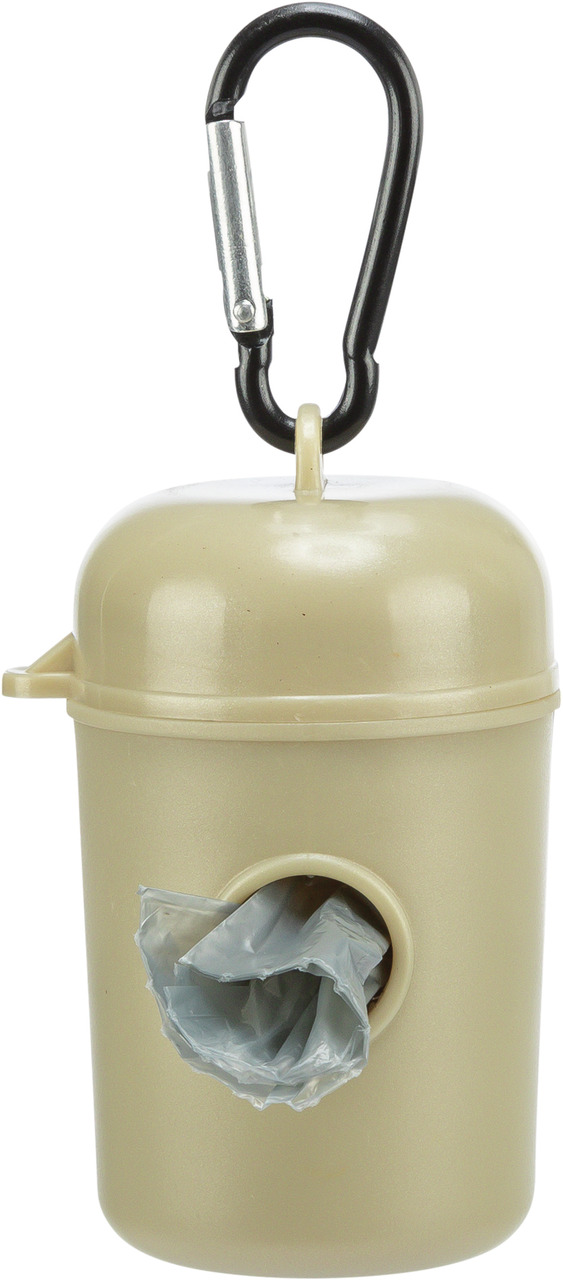TRIXIE Kotbeutelspender, beige, mit Karabiner f. Leine/Tasche. Zielgr.: Hundebesitzer. Praktisch, inkl. 1 Rolle, ideal unterwegs.
