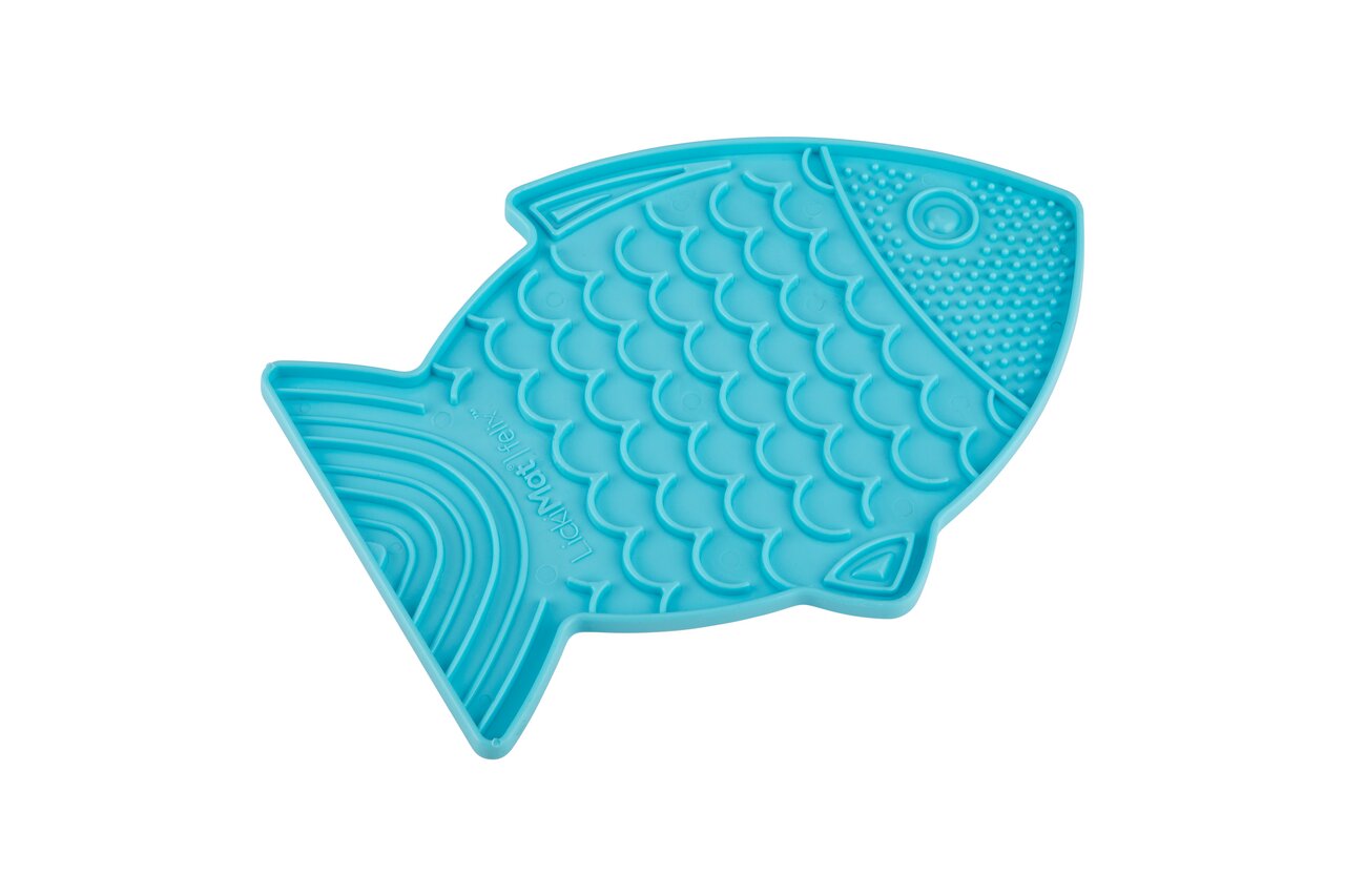 LickiMat-Leckmatte Fischform, für Hunde/Katzen, fördert langsames Fressen, reduziert Stress, lebensmittelecht, leicht zu reinigen.
