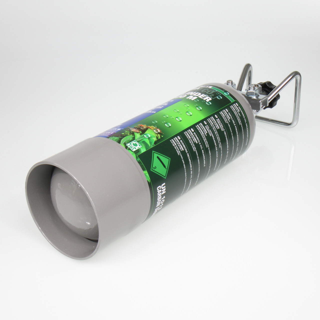 JBL CO2-Einwegflasche, für Aquarienbesitzer, Pflanzenversorgung mit CO2, robustes Metall, silbernes Ventil, EAN: 4014162646613.