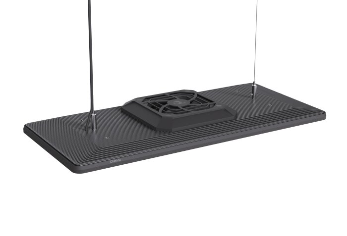 Chihiros LED-Aquarienleuchte mit integriertem Lüfter, schwarz, rechteckig, hängend für bepflanzte Aquarien.