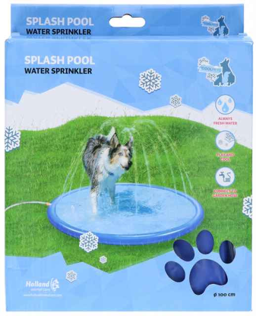 Holland Animal Care Splash Pool, Spritzwasser-Pool für Hunde, Ø 100 cm, mit Wasserfontänen für Abkühlung & Spielspaß an heißen Tagen.